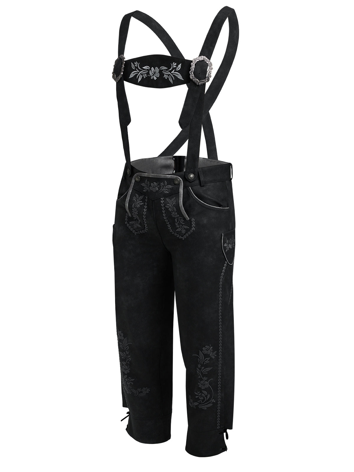 Premium Trachtenhose Theodor In Schwarzgrau aus Leder