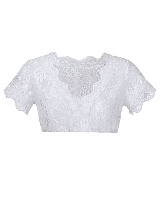 Spitzen Bluse Bluse Jasmin zum Dirndl Look in Weiß