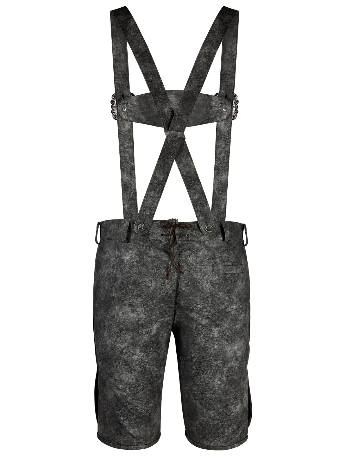 Herren Lederhose Norman In Schwarzgrau im bayerischen Trachtenstil