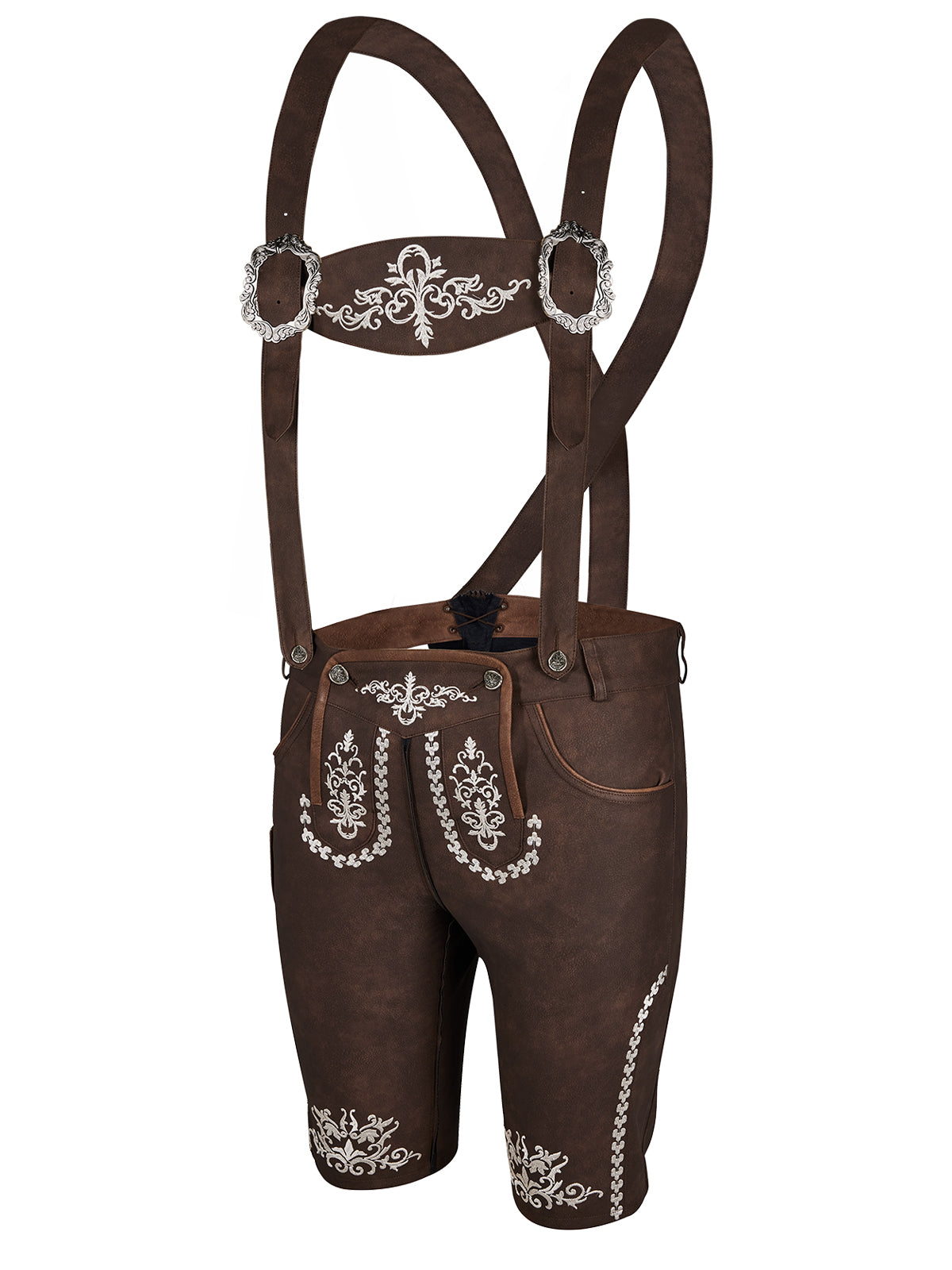 Traditionelle Trachten Lederhose Norman In Dunkelbraune für Herren