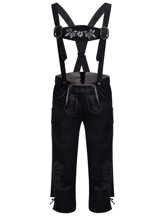 Premium Trachtenhose Theodor In Schwarzgrau aus Leder