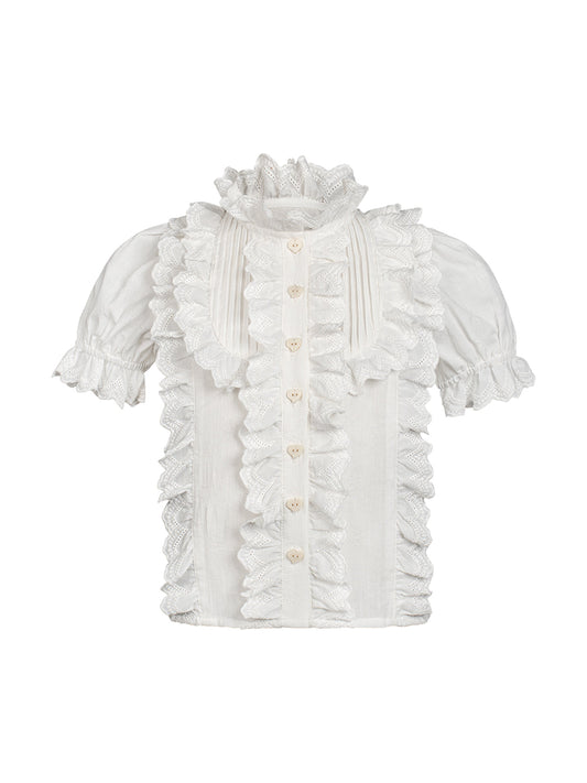 Spitzen Bluse Kinder Bluse Mira zum Dirndl Look in Weiß