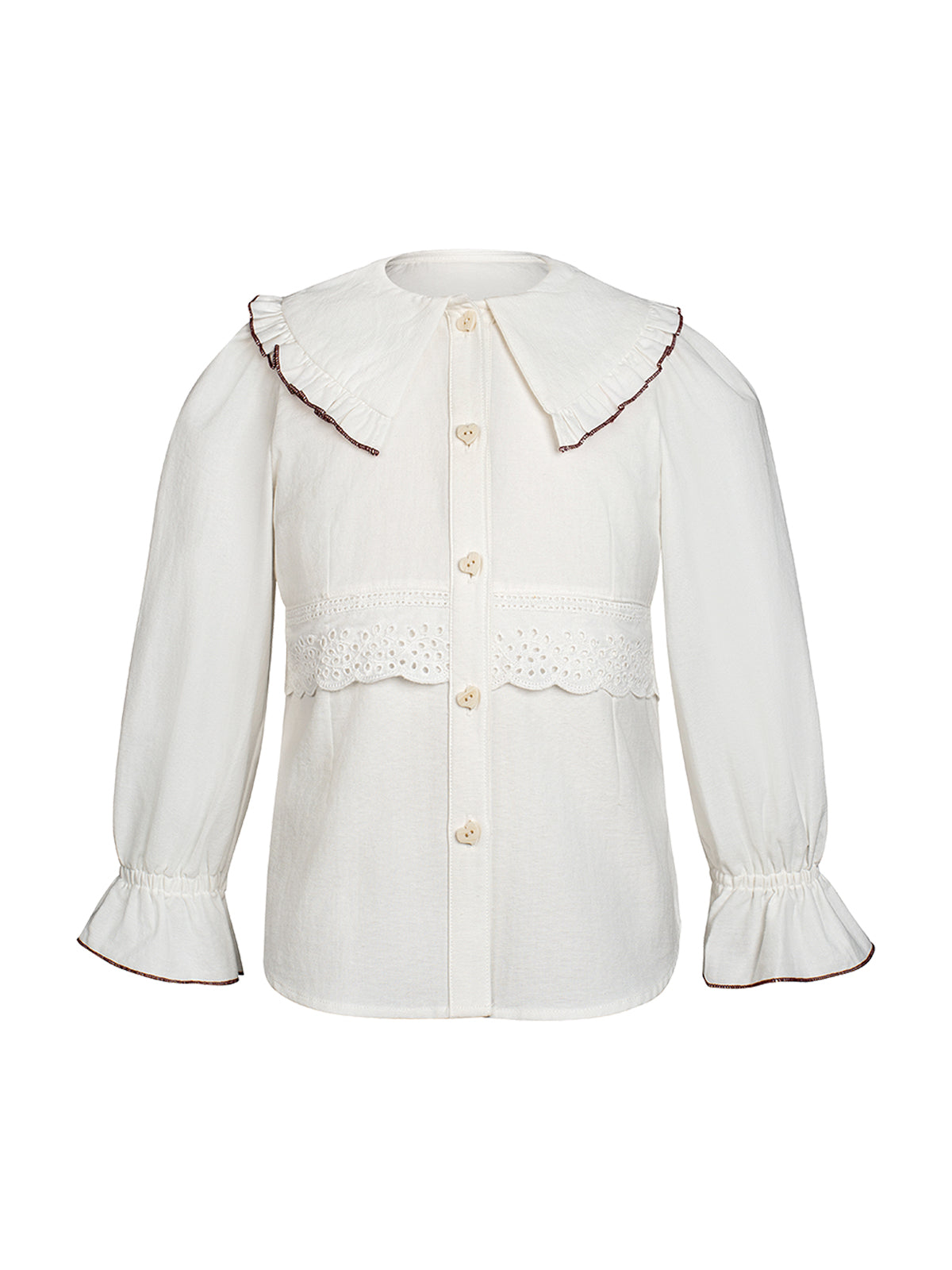 Damen Trachtenbluse Kinder Bluse Nina im festlichen Stil in Weiß