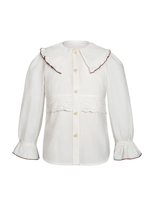 Damen Trachtenbluse Kinder Bluse Nina im festlichen Stil in Weiß