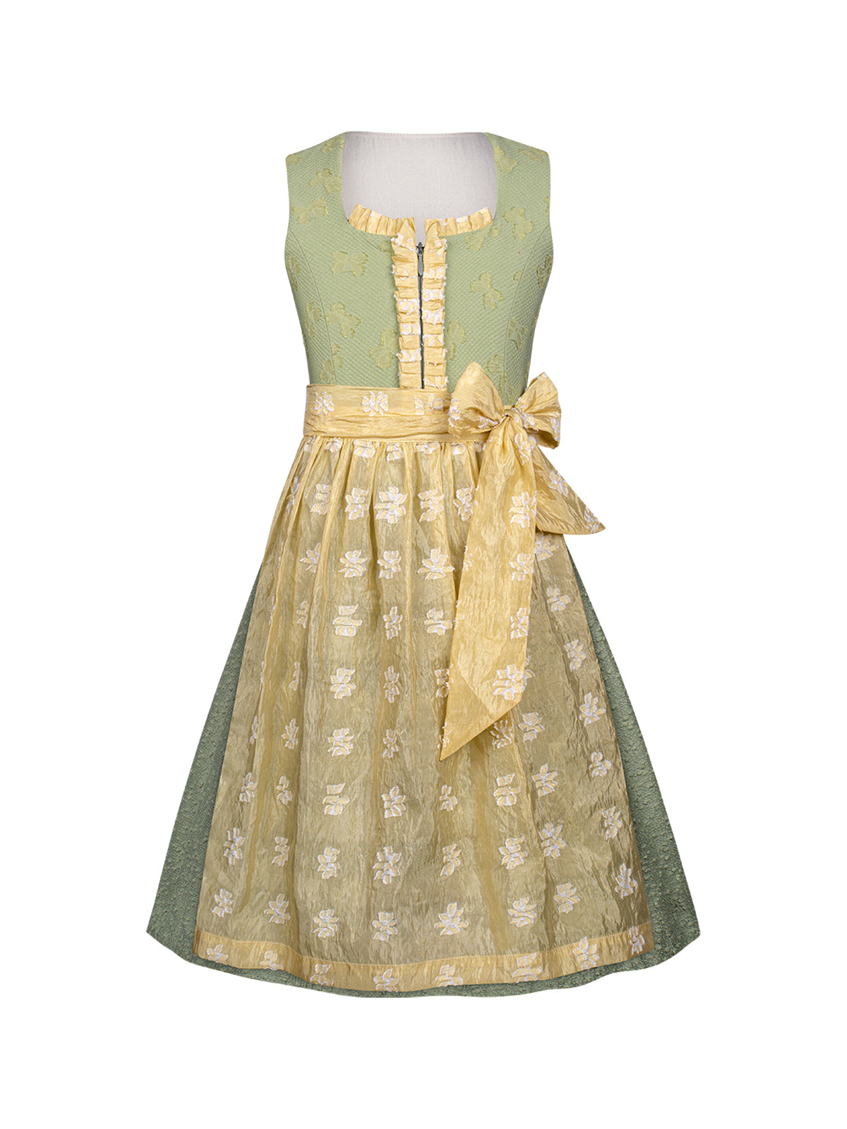 Dirndl Kinder Dirndl Kitt In Creme im traditionellen Trachtenstil in Grün