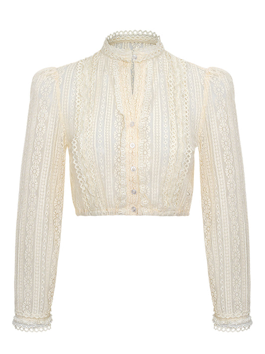 Edle Trachtenbluse Bluse Velin für Damen in Beige