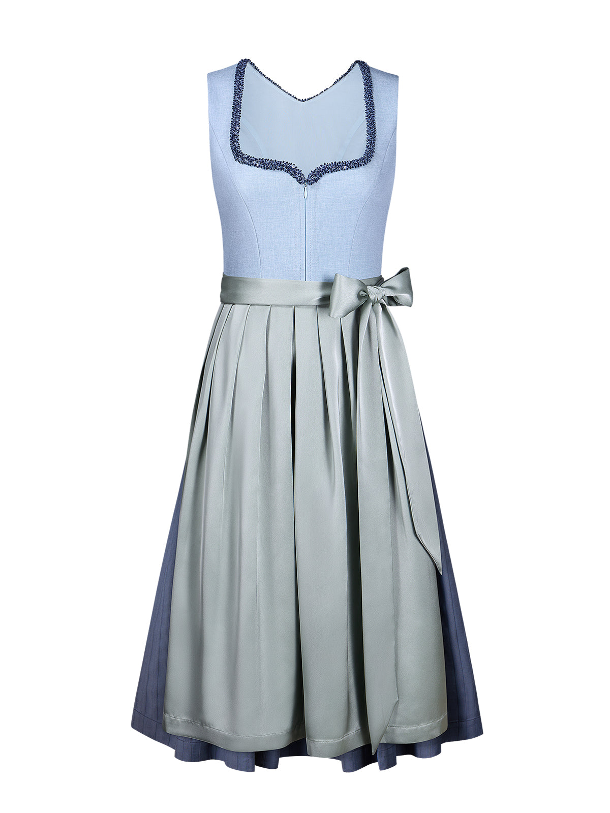 Dirndl Mandl im traditionellen Trachtenstil in Blau
