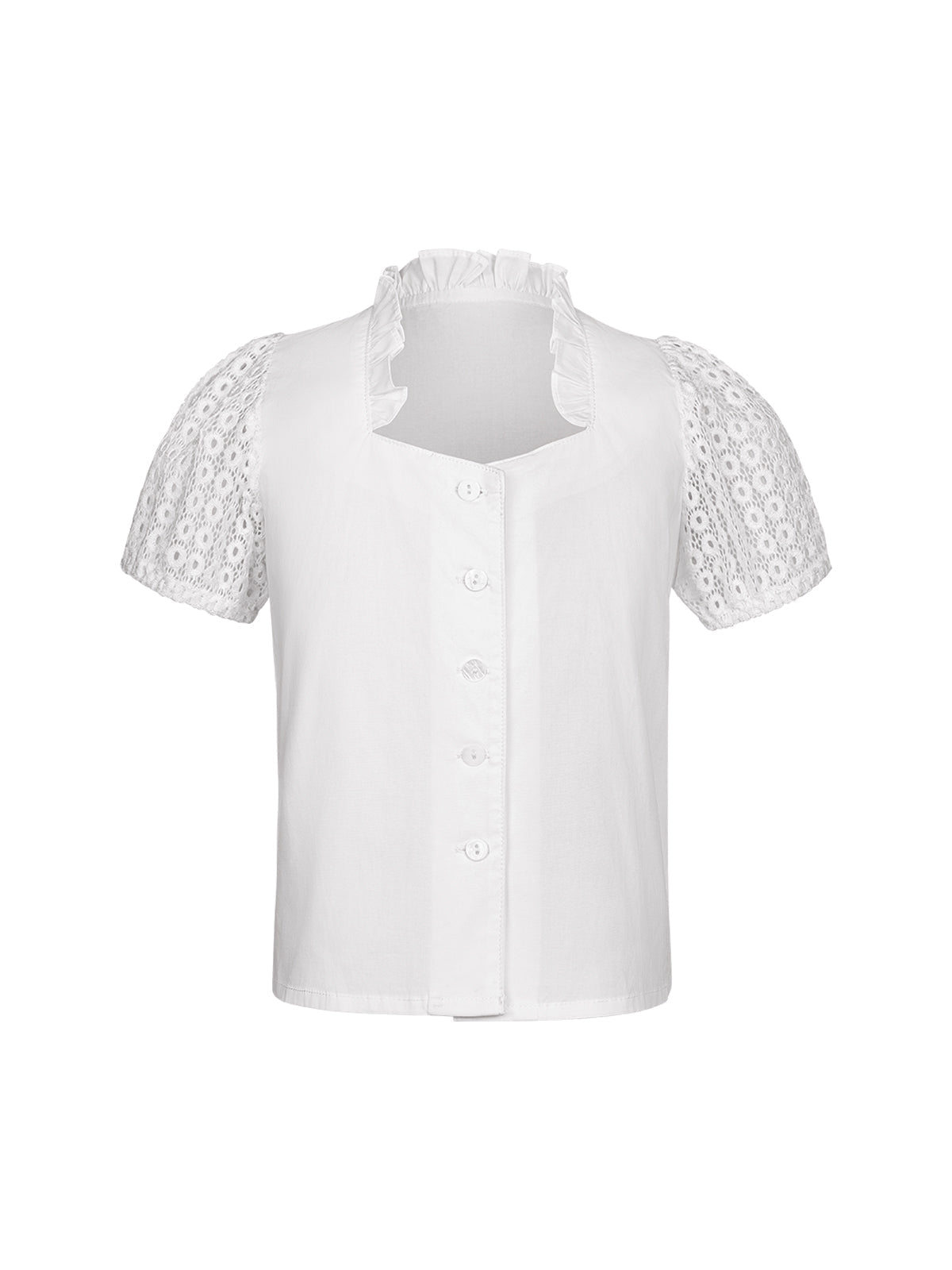 Dirndlbluse Kinder Bluse Sofia Weiss mit elegantem Trachten Design in Weiß