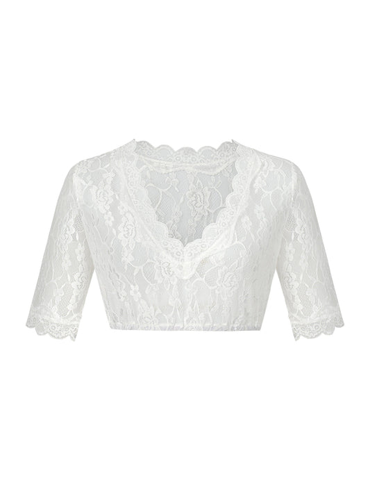Damen Trachtenbluse Bluse Anette In Weiss im festlichen Stil in Weiß