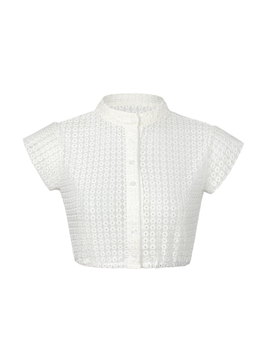 Klassische Dirndlbluse Bluse Turin für Oktoberfest in Weiß