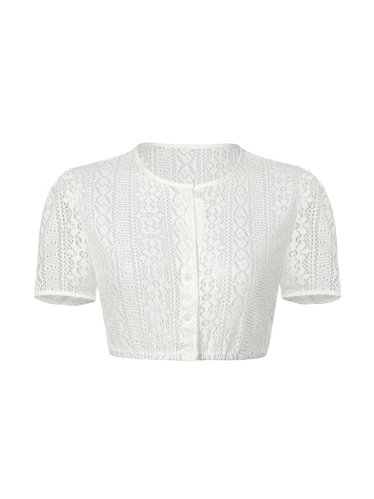 Dirndlbluse Bluse Iliana mit elegantem Trachten Design in Weiß