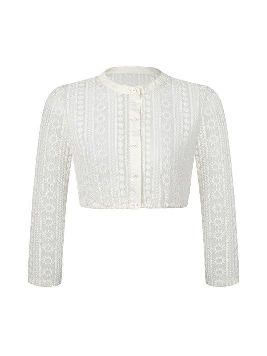 Klassische Dirndlbluse Bluse Wenny für Oktoberfest in Weiß