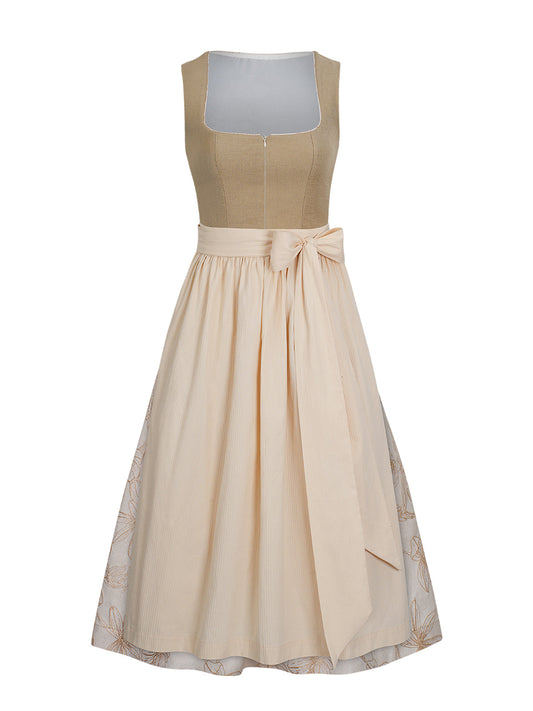 Dirndl Vanessa In Khaki im traditionellen Trachtenstil in Braun