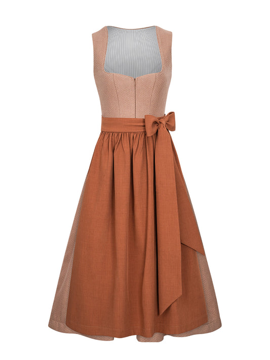 Festliches Dirndl Camille In Peach Orange für die Wiesn in Braun
