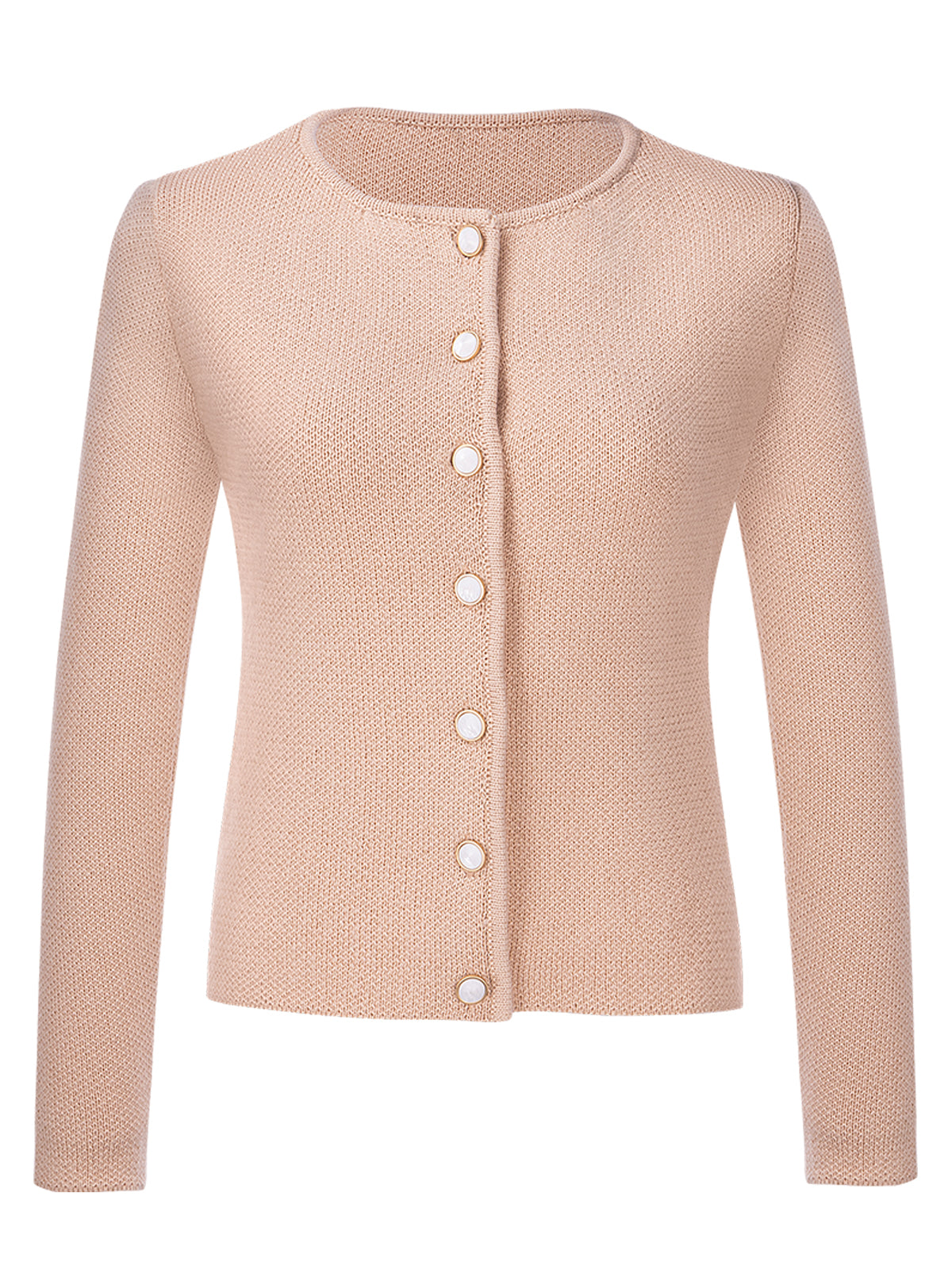 Trachtenjacke Strickjacke  Mira In Creme im klassischen Alpenstil in Braun