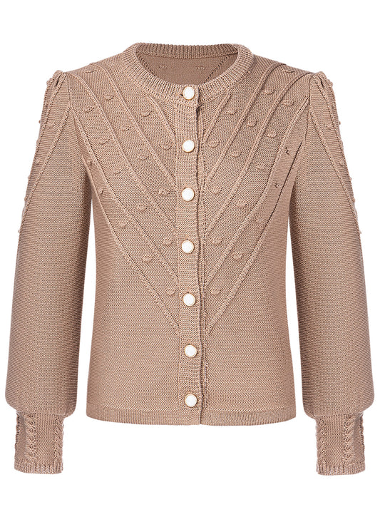 Bayerischer Janker Strickjacke  Renata In Brown mit traditionellem Stil in Braun