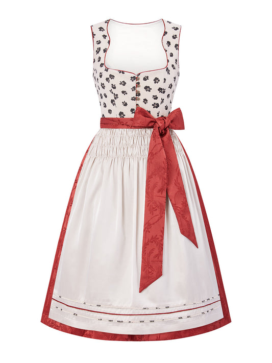 Dirndl Creme Schwarz Helles Rot im traditionellen Trachtenstil