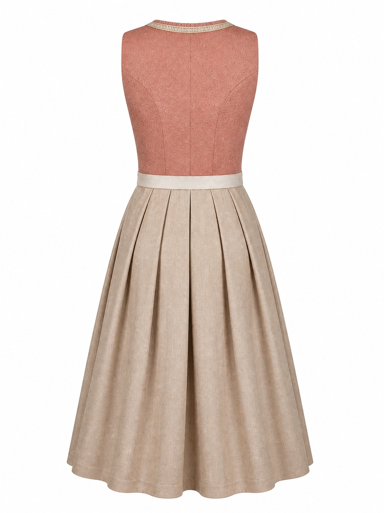 Dirndl Katharina in Terrakotta-Rosé mit Flachs Schürze - Rückansicht
