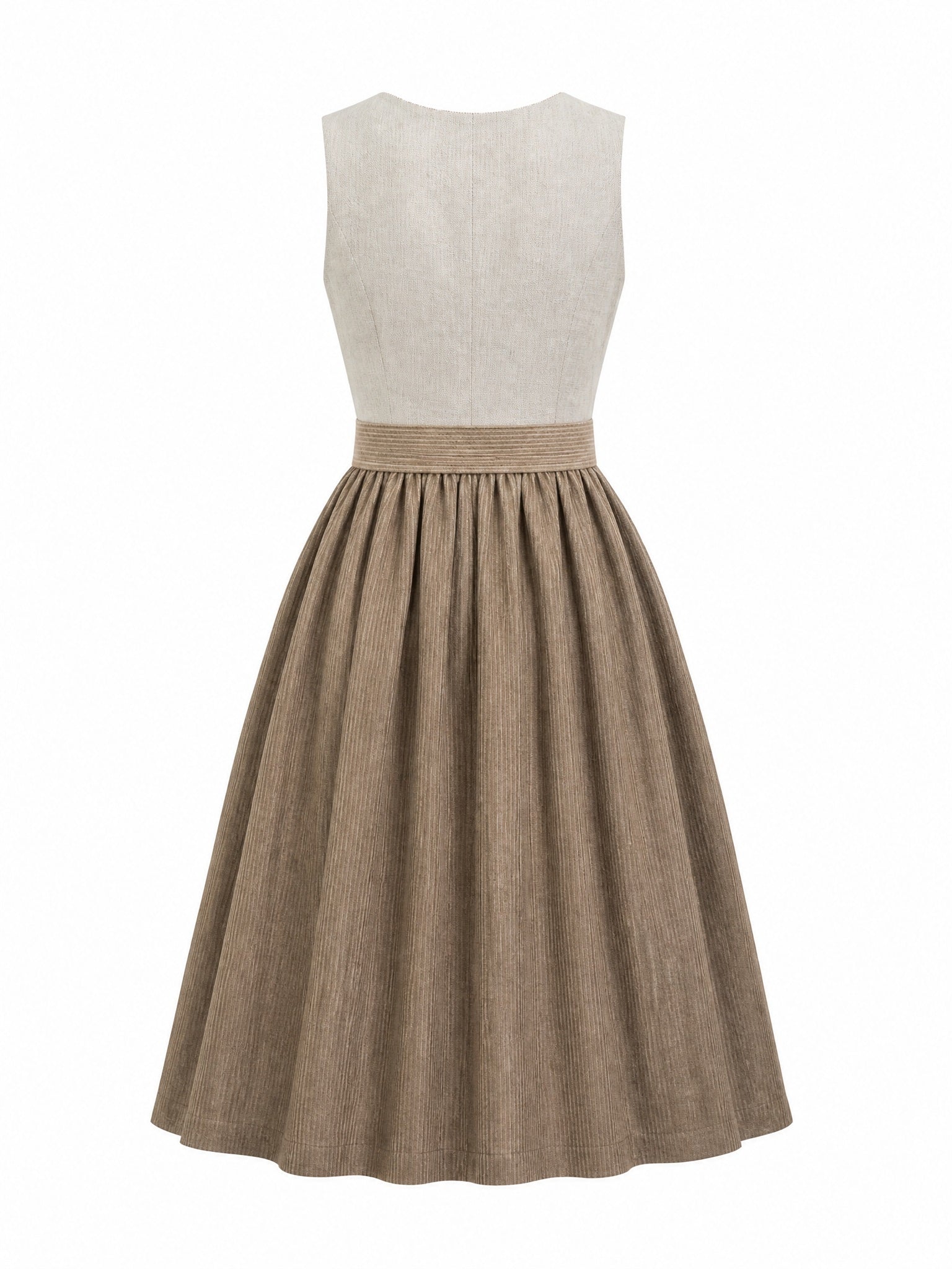 Dirndl Rosalie in Haferbeige mit Warmer Sand Schürze - Rückansicht