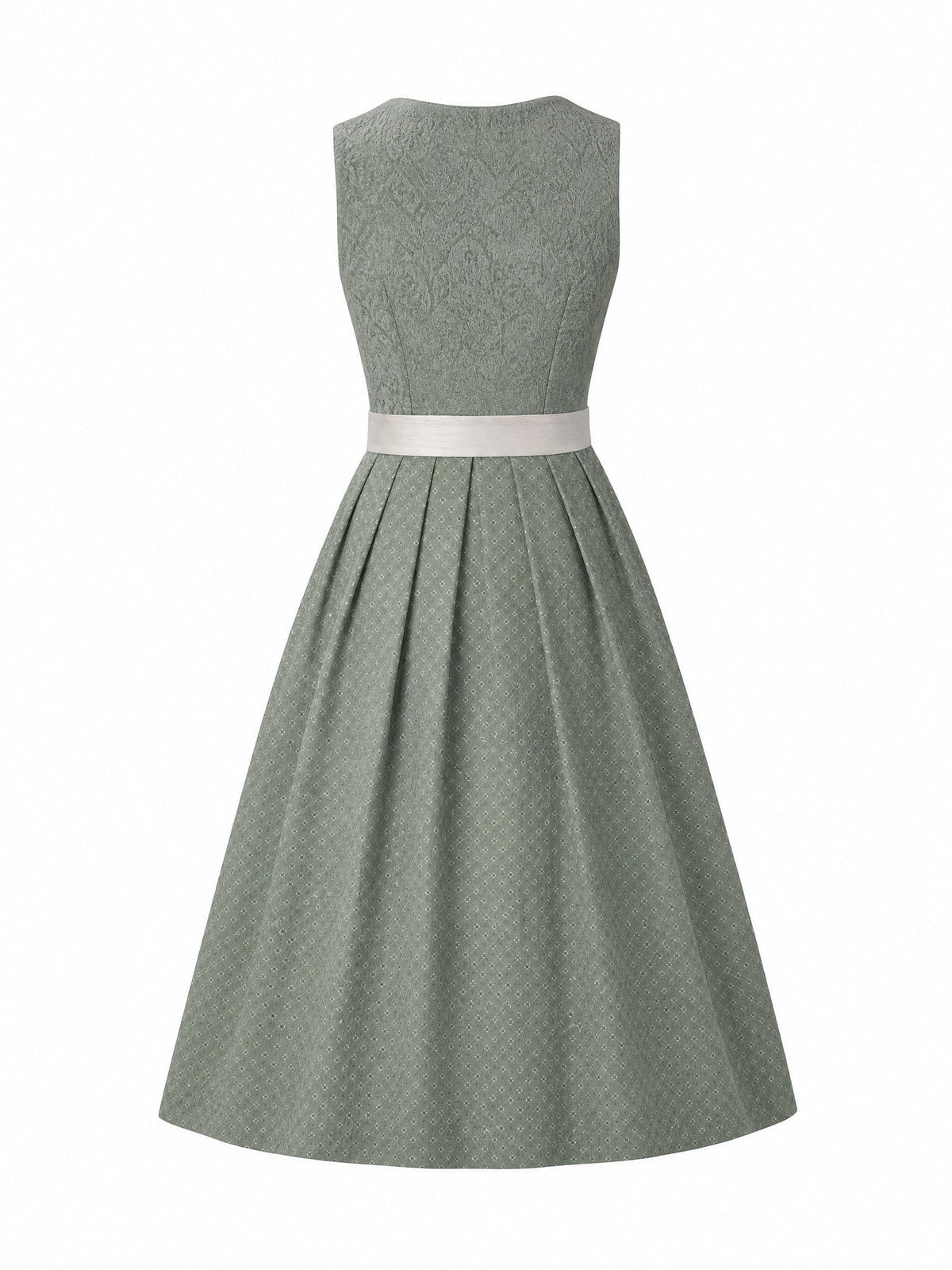 Dirndl Franziska in Mineralgrün mit Elfenbein Schürze - Rückansicht
