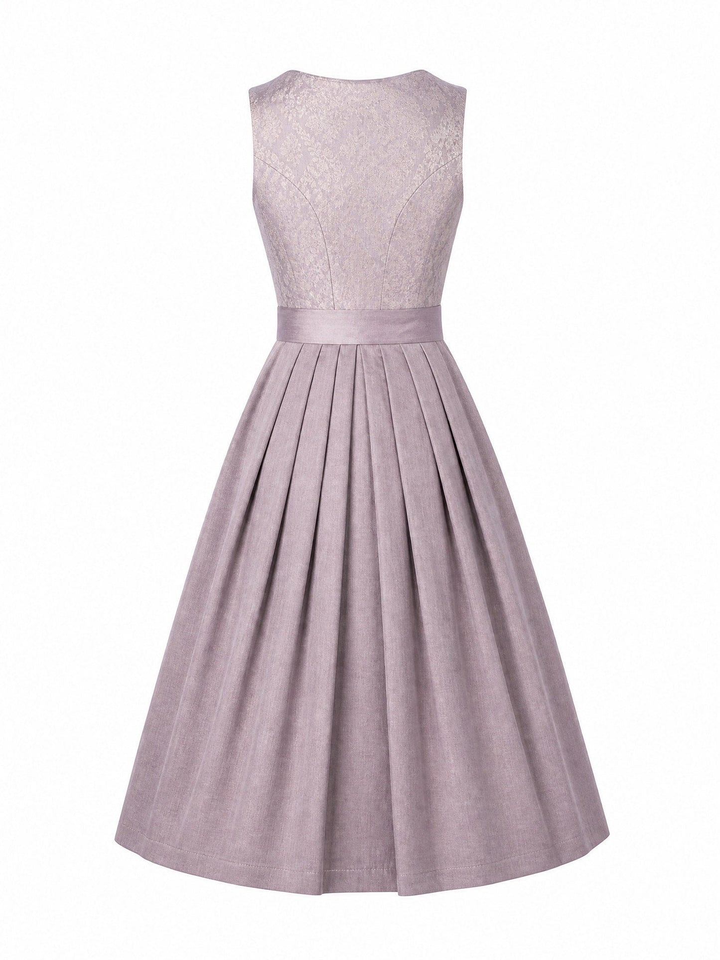 Dirndl Mila in Alt-Lavendel mit Elfenbein Schürze - Rückansicht