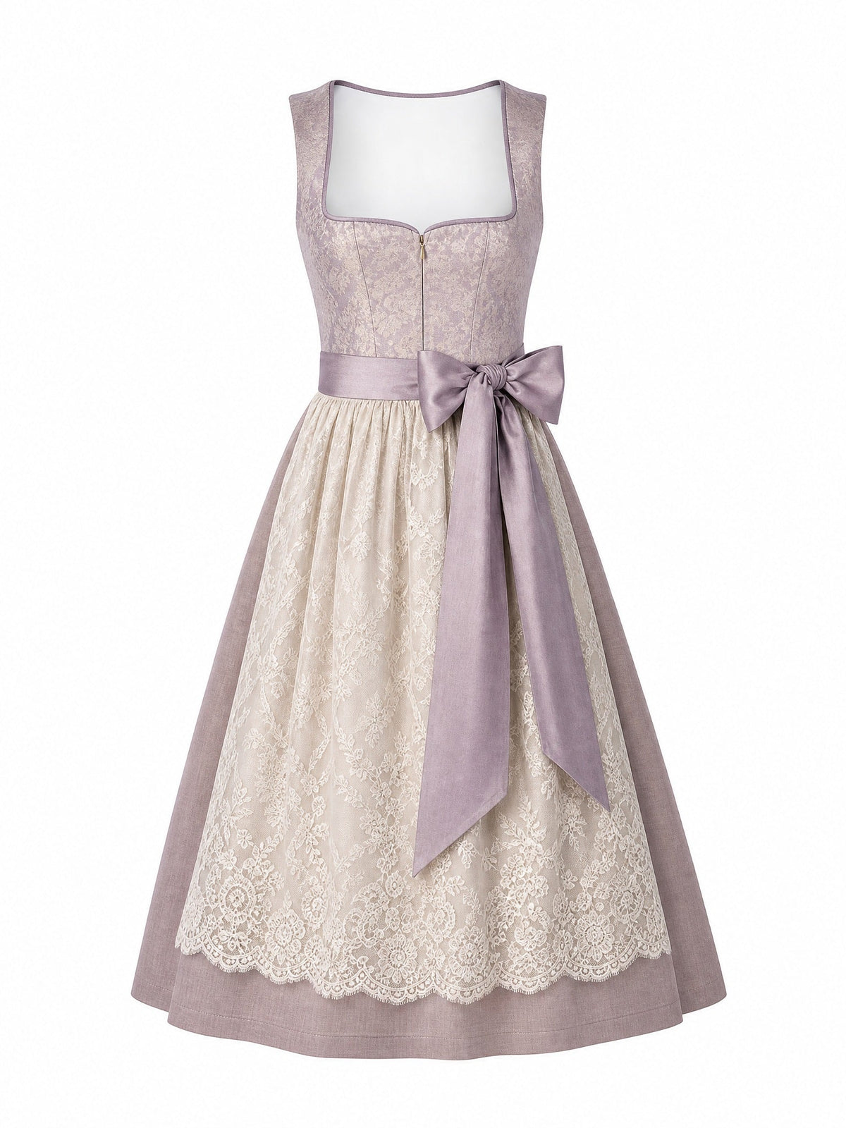 Dirndl Mila in Alt-Lavendel mit Elfenbein Schürze - Vorderansicht