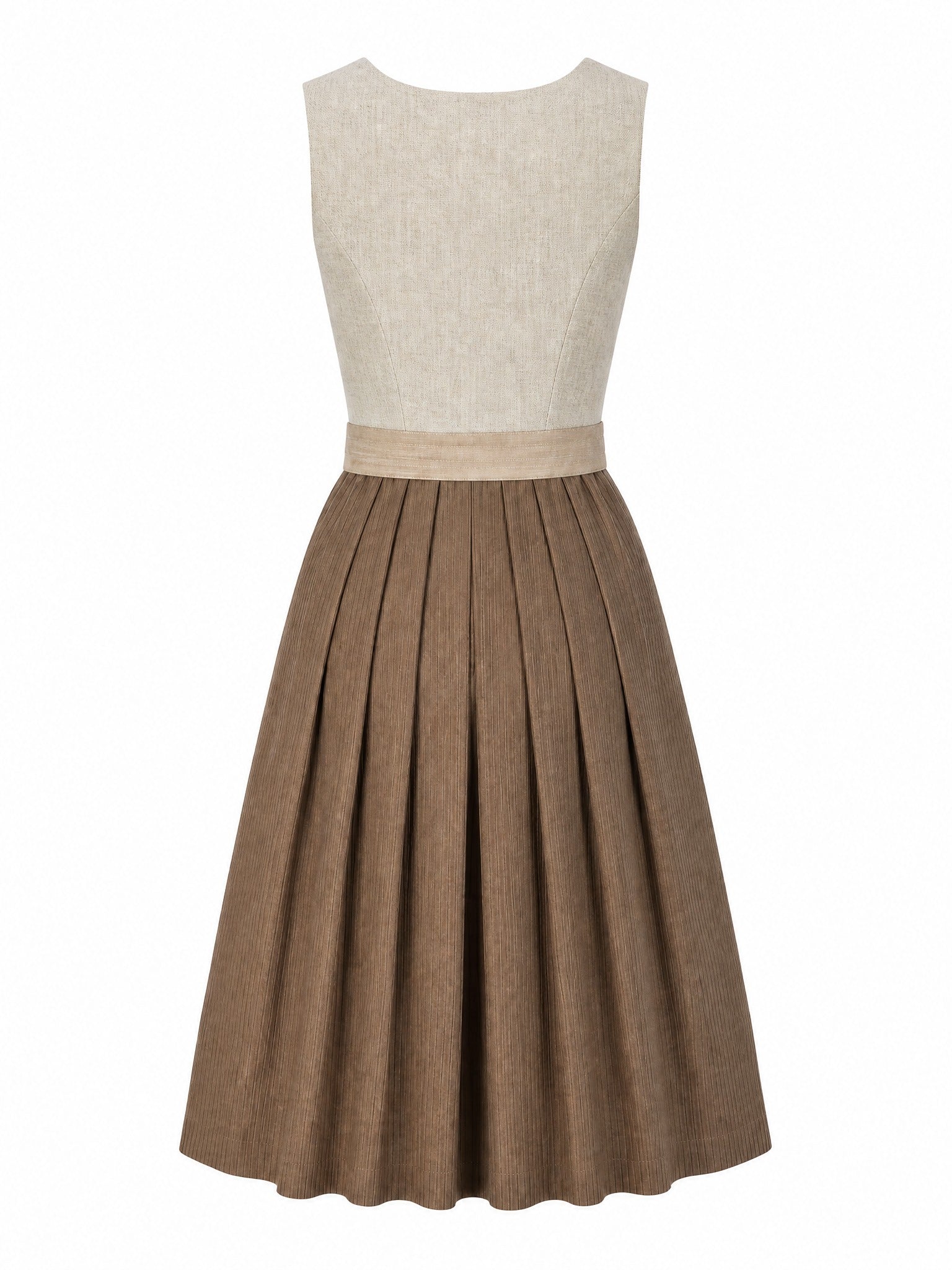 Dirndl Greta in Haferbeige mit Warmer Sand Schürze - Rückansicht