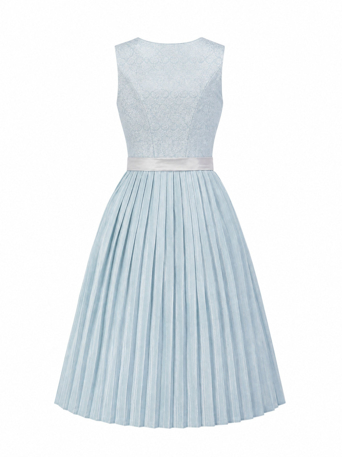 Dirndl Luise in Eisblau mit Perlgrau Schürze - Rückansicht