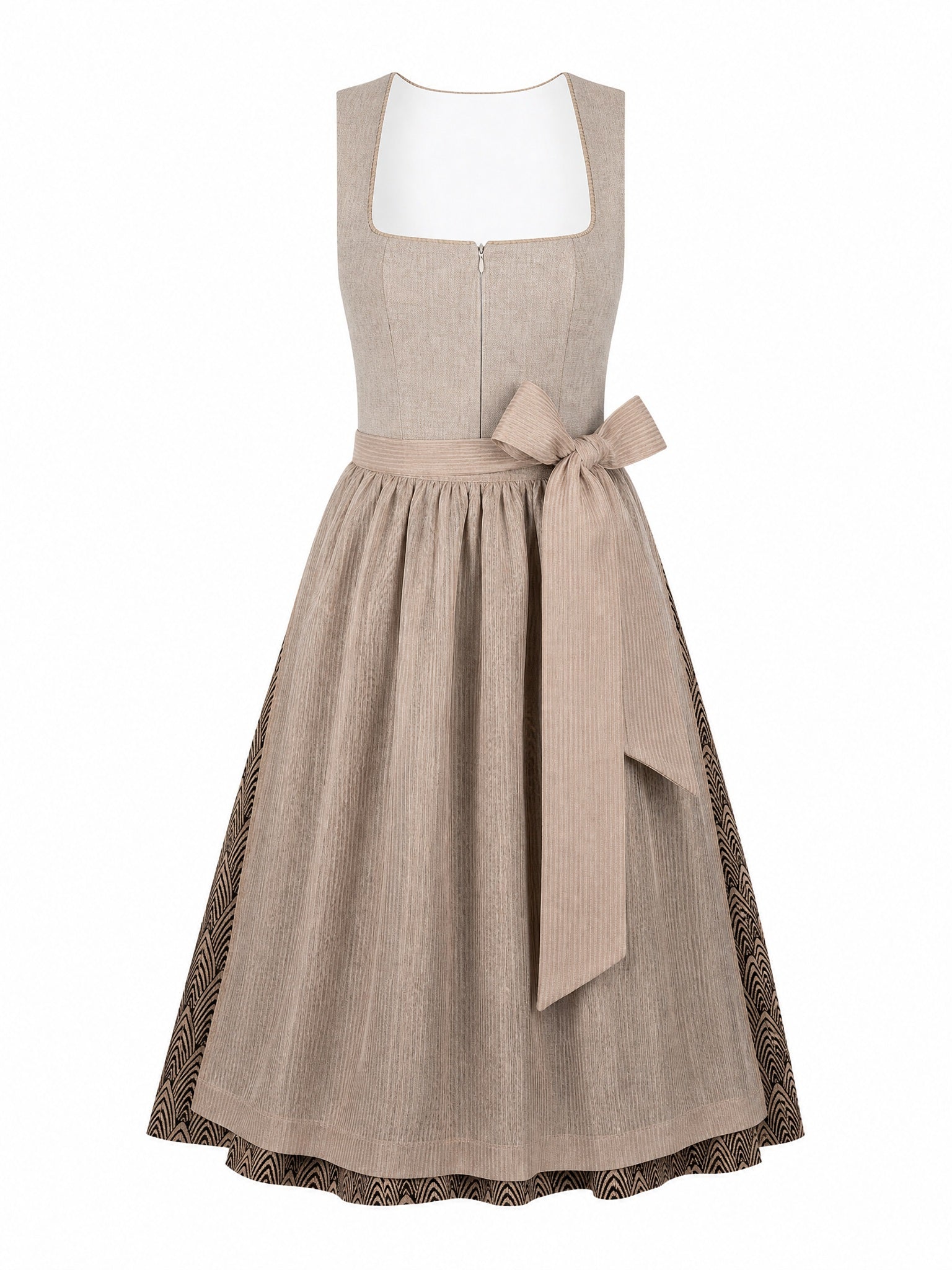 Dirndl Clara in Salbeigrün mit Perlgrau Schürze - Vorderansicht