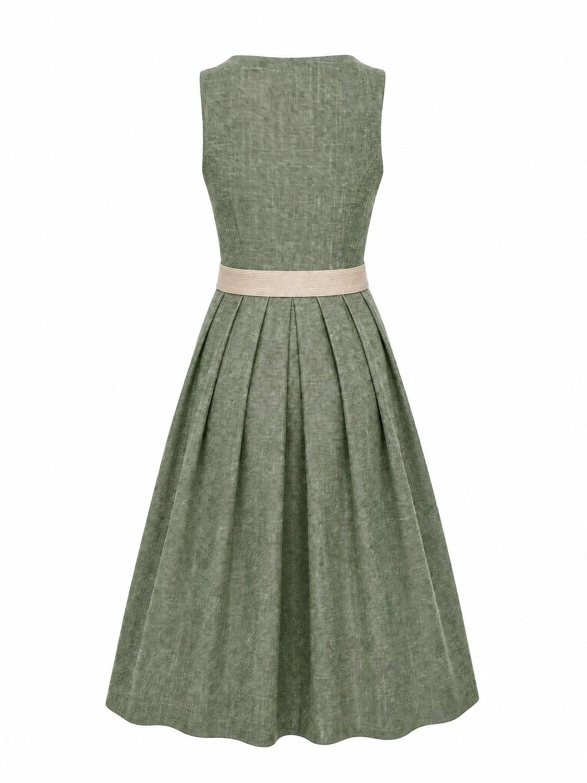 Dirndl Enna in Eukalyptusgrün mit Warmer Sand Schürze - Rückansicht