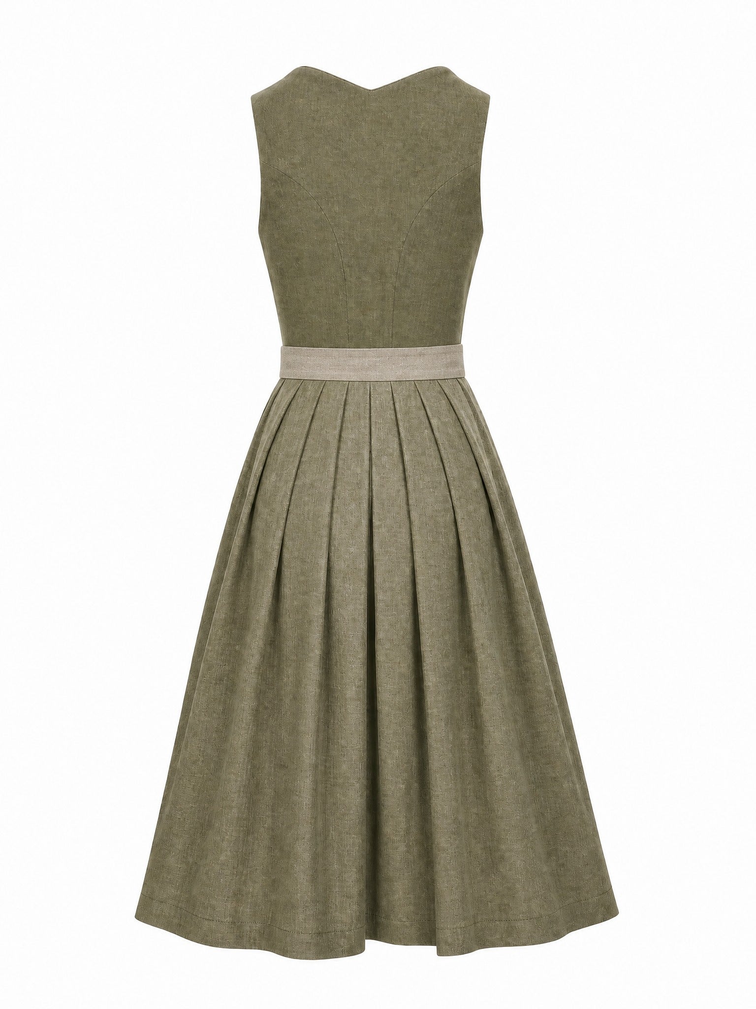 Dirndl Jana in Dunkeloliv mit Flachs Schürze - Rückansicht