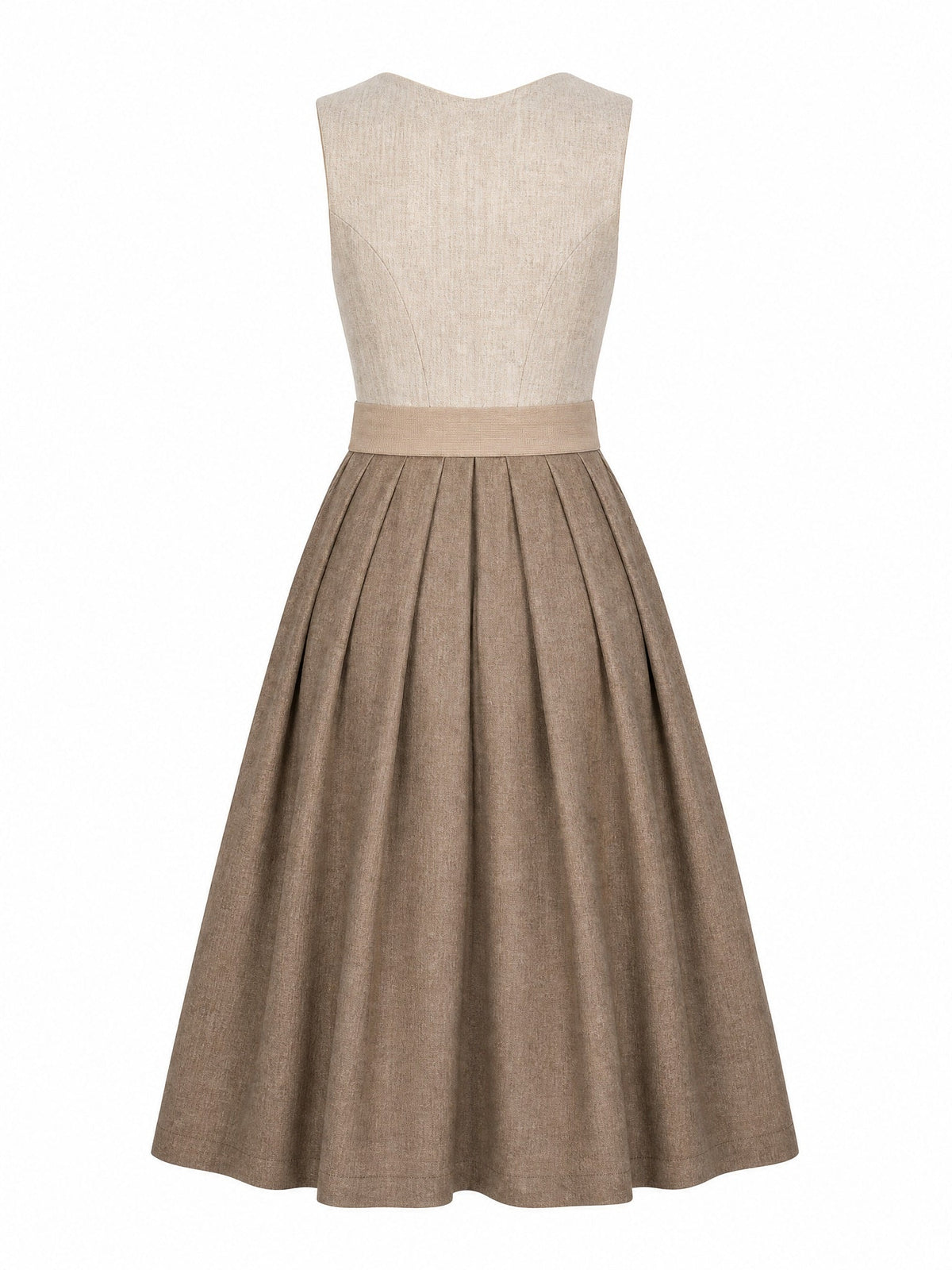 Dirndl Lia in Haferbeige mit Warmer Sand Schürze - Rückansicht