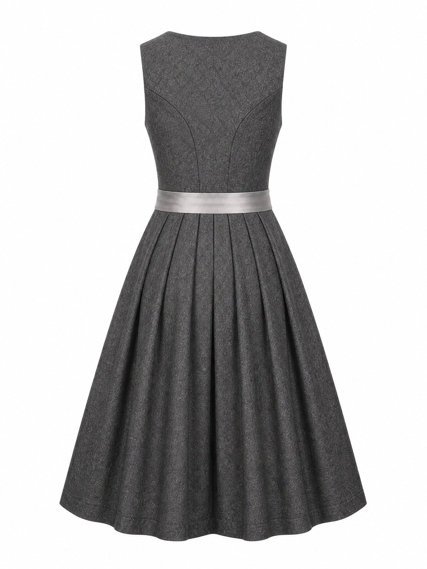 Dirndl Mina in Graphit mit Perlgrau Schürze - Rückansicht