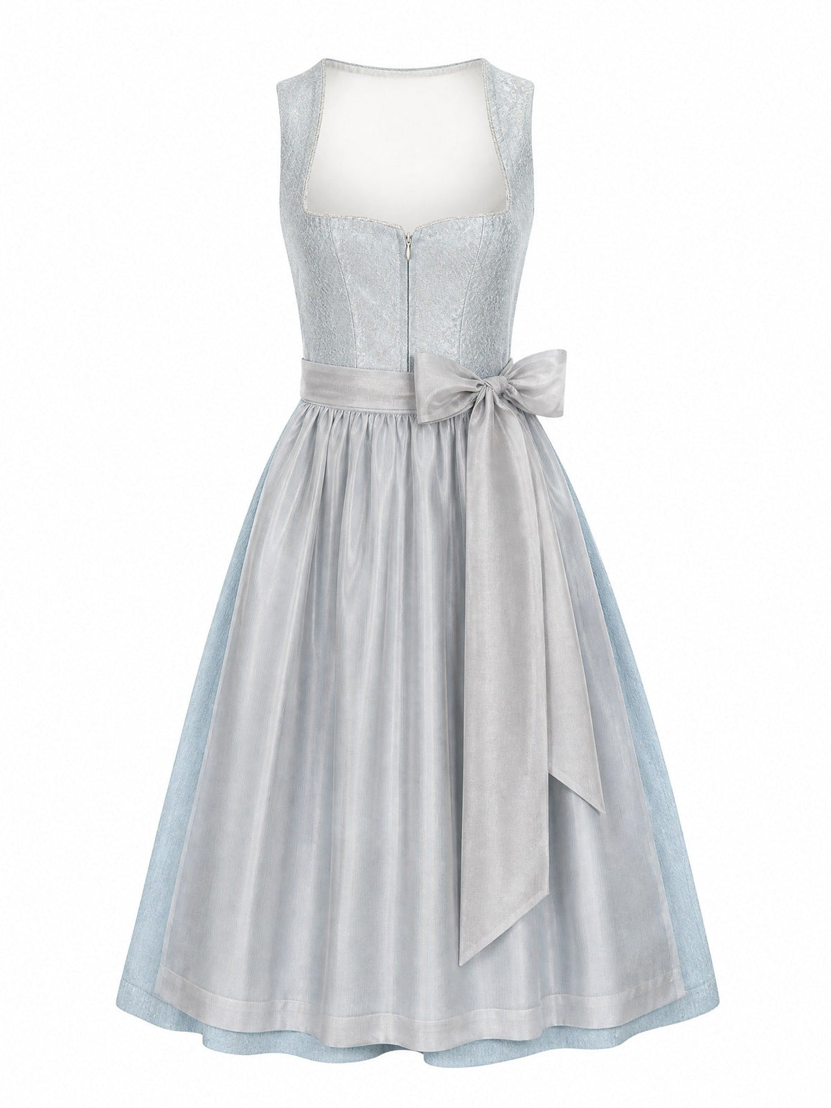 Dirndl Rosalie in Eisblau mit Perlgrau Schürze - Vorderansicht