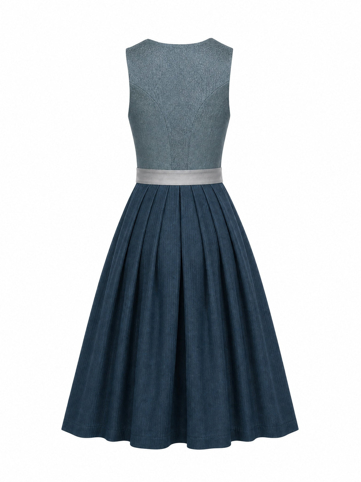 Dirndl Sophia in Rauchpetrol mit Pewtergrau Schürze - Rückansicht
