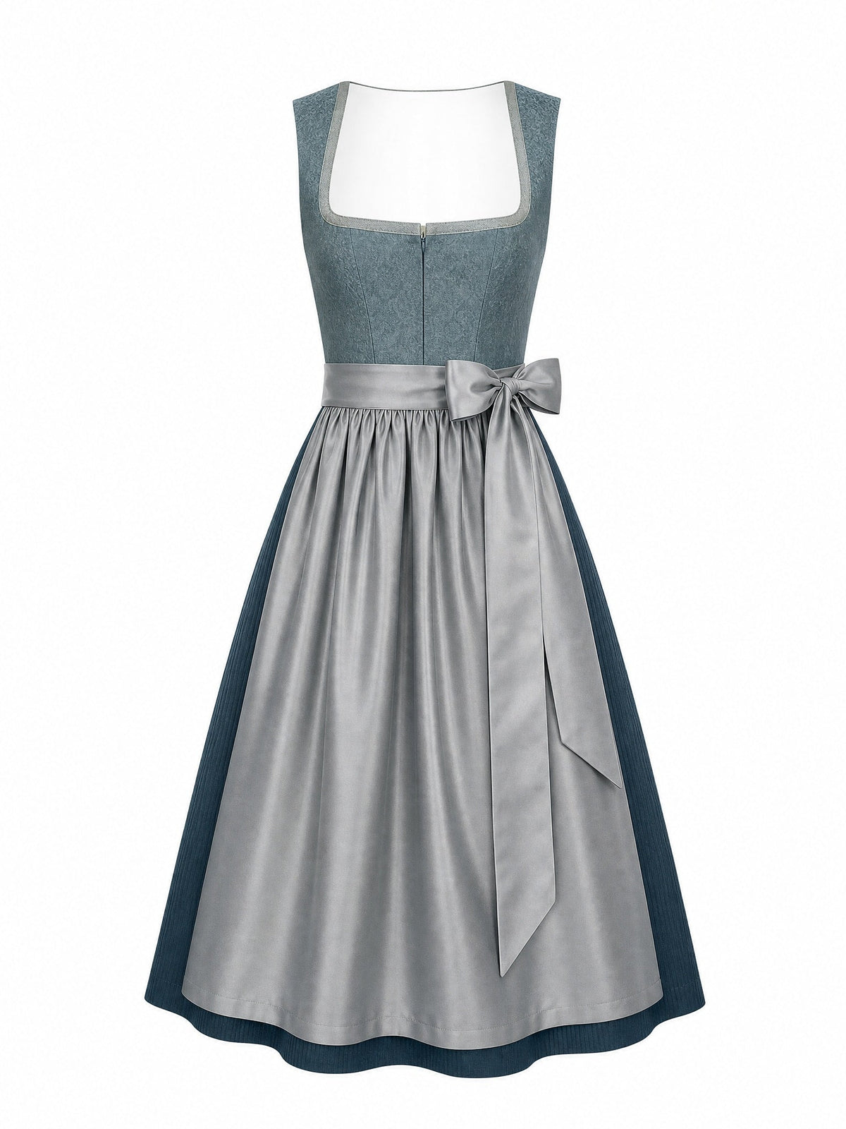 Dirndl Sophia in Rauchpetrol mit Pewtergrau Schürze - Vorderansicht