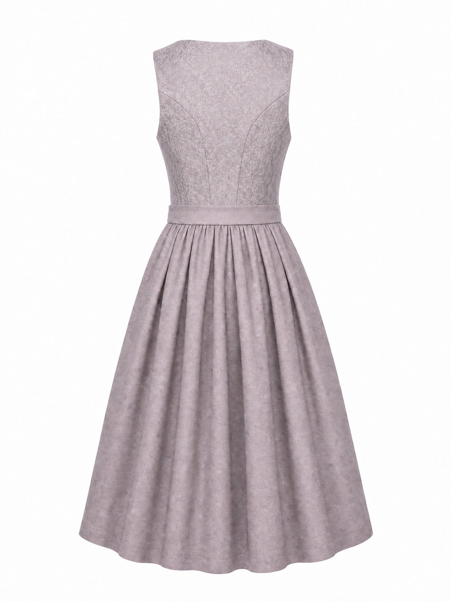 Dirndl Antonia in Alt-Lavendel mit Elfenbein Schürze - Rückansicht