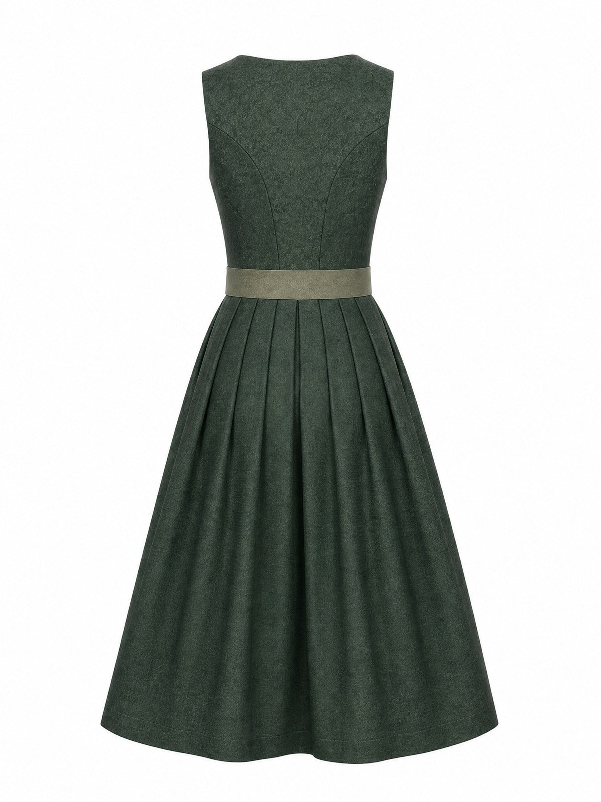Dirndl Charlotte in Waldgrün mit Haferbeige Schürze - Rückansicht
