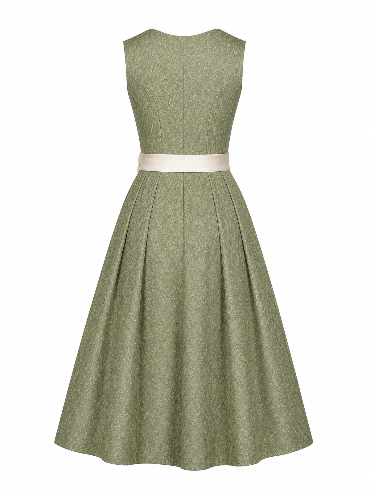 Dirndl Julia in Mineralgrün mit Elfenbein Schürze - Rückansicht