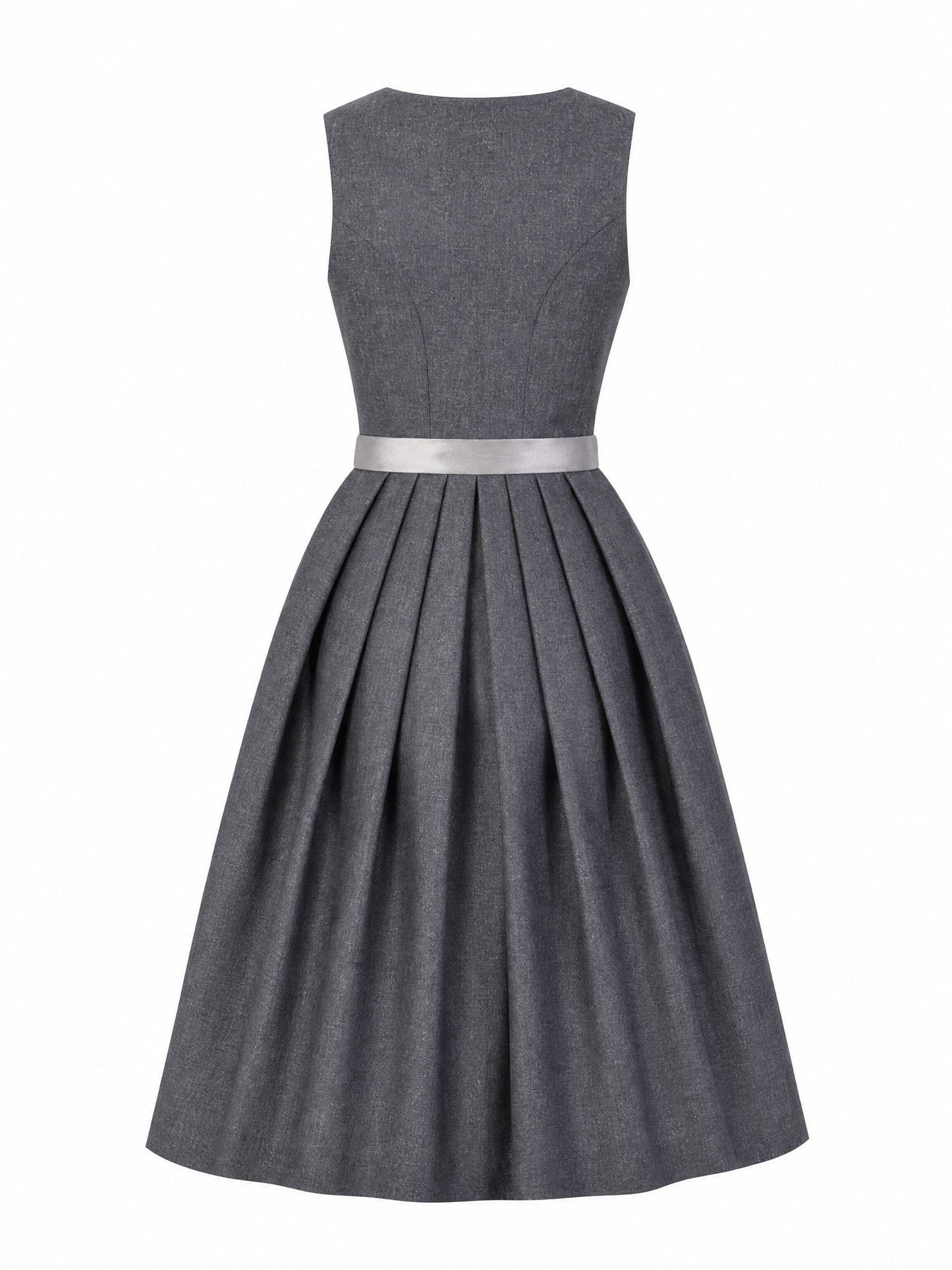 Dirndl Sophia in Graphit mit Perlgrau Schürze - Rückansicht